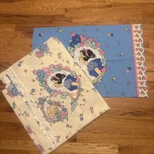 Vintage Walt Disney Snow White & The Seven Dwarfs Twin Flat Sheet & Pillowcase